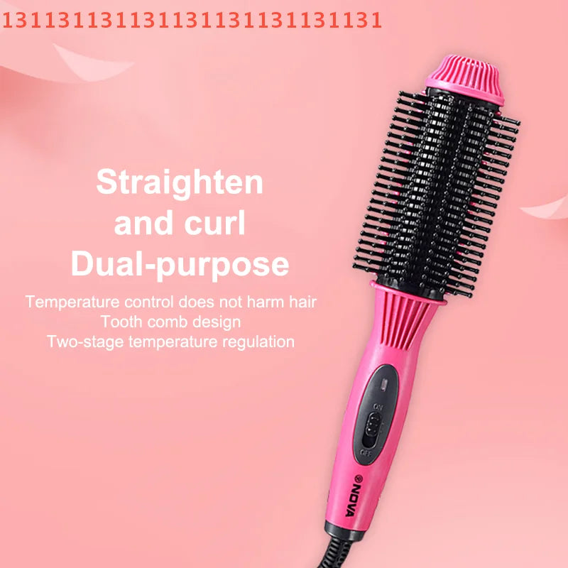 Elektrische Glättbürste 2-in-1 | Haarglätter & Lockenbürste | Keramik Styling Tool