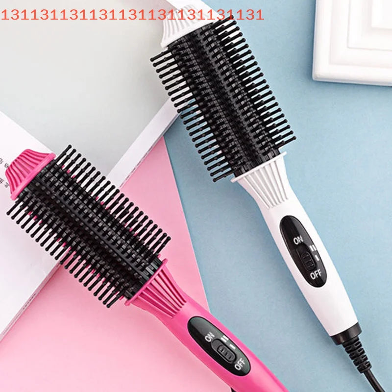 Elektrische Glättbürste 2-in-1 | Haarglätter & Lockenbürste | Keramik Styling Tool
